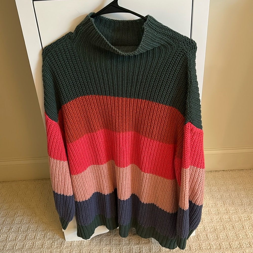 American Eagle oversized Striped Cowl Neck Sweater